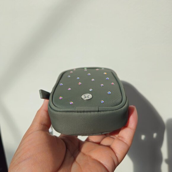 Lululemon Clippable Nano Pouch- Grey Sage Customized Crystals Rhinestone Sparkle - Picture 3 of 6